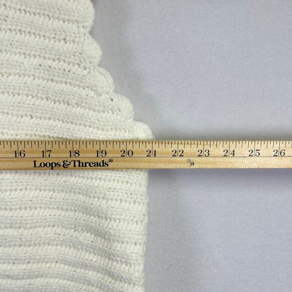 Woman's Crochet Knit White Sleeveless Cardigan - L/ XL Cottagecore‎ Boho Vintage - Picture 8 of 8